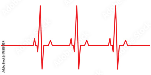 Heartbeat line icon with transparent background, depicting an electrocardiogram waveform, pulse rhythm, and medical vital signs for health monitoring, vector illustration	