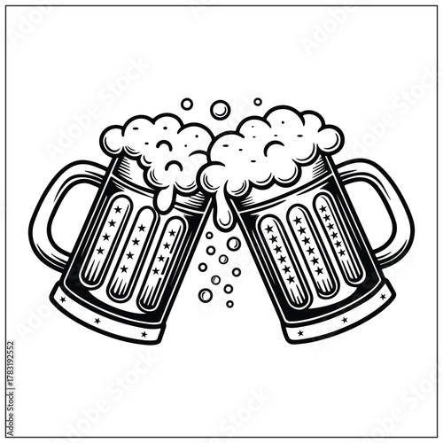 beer mugs toasting silhouette