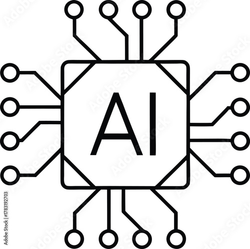 Artificial Intelligence AI Processor Icon Illustration Vector for Deep Learning and Neural Network Design