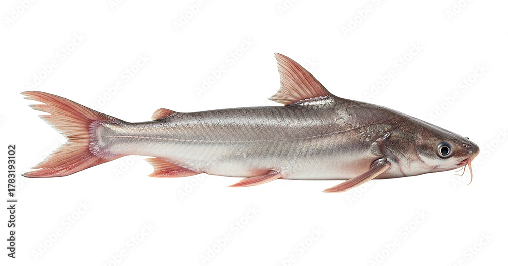 Obraz premium fresh shark catfish lying flat isolated image