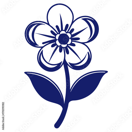 forget me not flower line art on white background