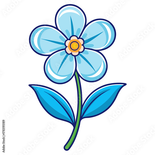 forget me not flower line art vector on white background