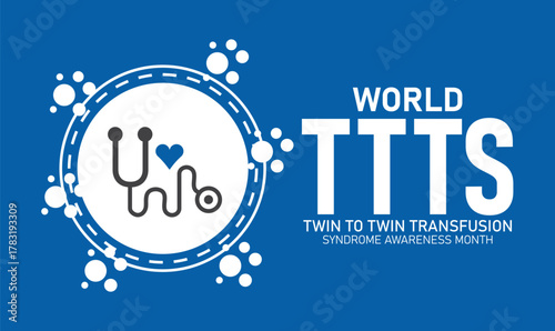 World Twin to Twin Transfusion Syndrome Awareness Month Poster Banner and Background Abstract Design Template Featuring Twin Baby Silhouette and Doctor icon Illustration for Pregnancy Health Education
