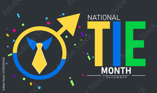 National Tie Month Poster Banner and Background Abstract Design Template Featuring Elegant Necktie Illustration for Fashion Style Menswear Accessory Celebration and Clothing Awareness Campaign