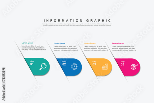 4 step infographic design. schedule concept with paper layout. can be used for workflow illustration