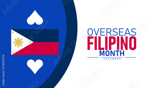 Overseas Filipino Month Poster Banner and Background Abstract Design Template Featuring Filipino Flag Globe and Cultural Icons Illustration for Heritage Celebration Community Pride and Filipino Awaren