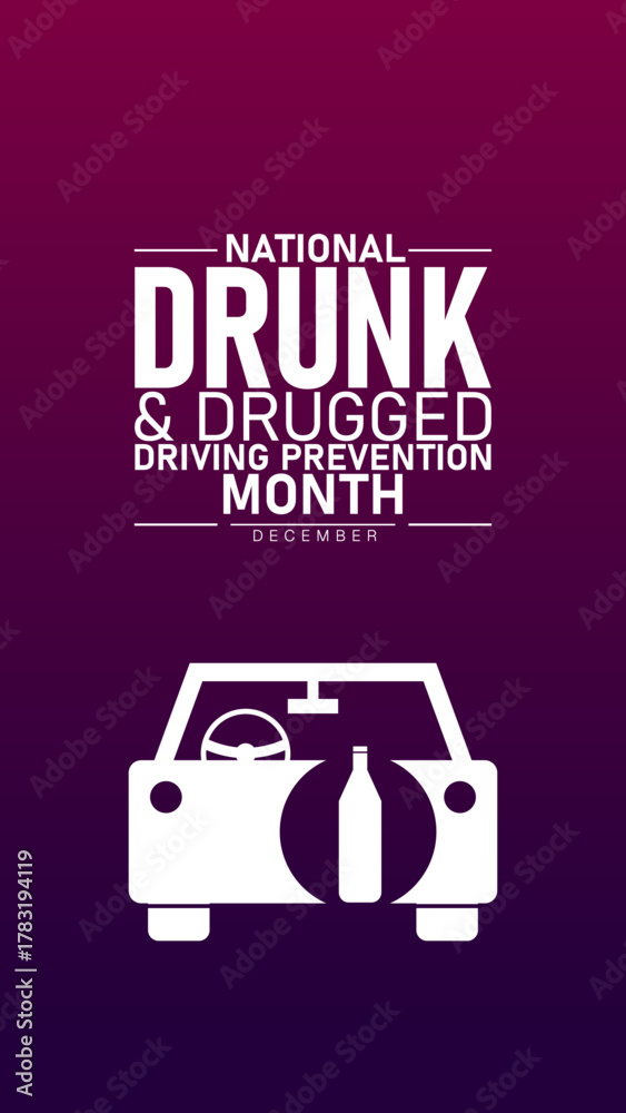 Naklejka premium National Drunk and Drugged Driving Prevention Month Poster Banner and Background Abstract Design Template Featuring Car Steering Wheel and Warning Sign Illustration design for mobile responsive