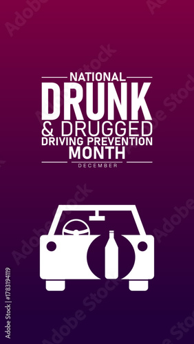 National Drunk and Drugged Driving Prevention Month Poster Banner and Background Abstract Design Template Featuring Car Steering Wheel and Warning Sign Illustration design for mobile responsive