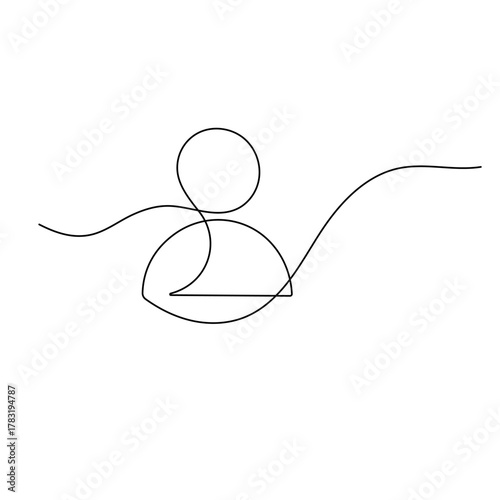 User person  icon    continuous one line drawing outline vector illustration