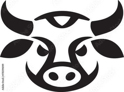 Cute cartoon cow skull vector illustration with funny face and playful design