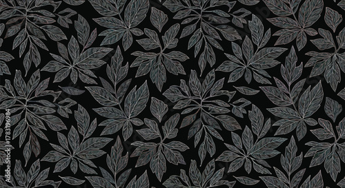 Elegant botanical pattern with dark foliage is ideal for luxury brand packaging or backgrounds
