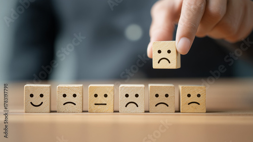 Business service experience rating from online application, customer satisfaction survey concept, customers evaluate service quality which leads to business reputation ranking