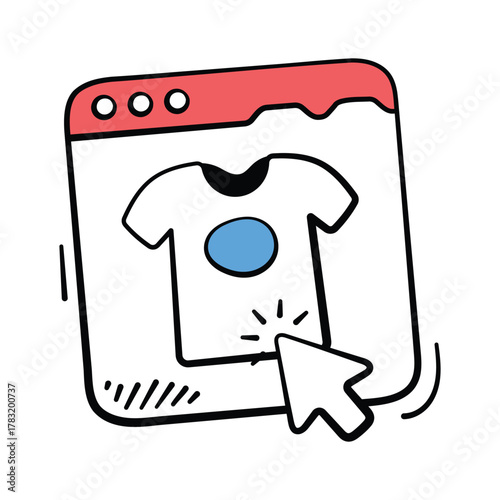 Well designed hand drawn icon of online shopping in modern style