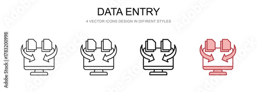 Data Entry in 4 different styles vector illustration