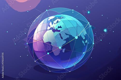 Abstract digital globe with network connections and futuristic glow