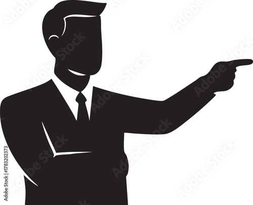 business symbol white man pointing