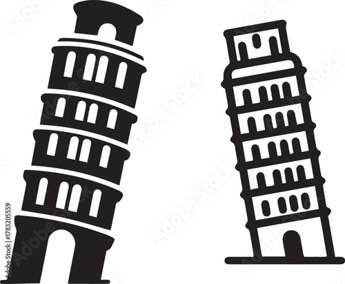 Leaning Tower of Pisa Silhouette Icon vector illustration 
