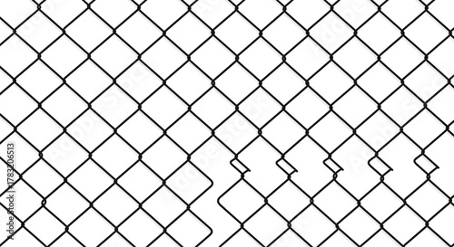 Damaged Chain Link Fence Illustration Security & Decay Visual