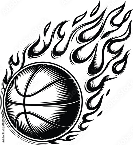 Basketball ball with fire vector.