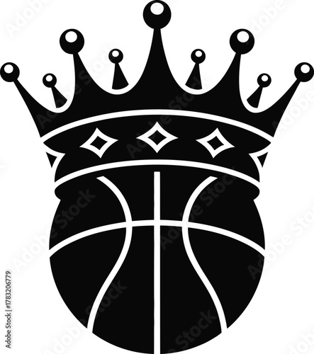 Basketball ball inside a crown.