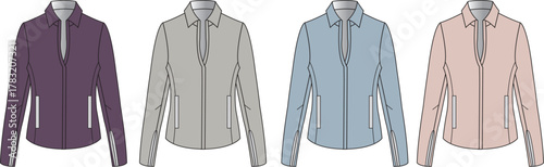 Stylish Assortment of Zippered Jackets Fashionable Coats in Various Colors