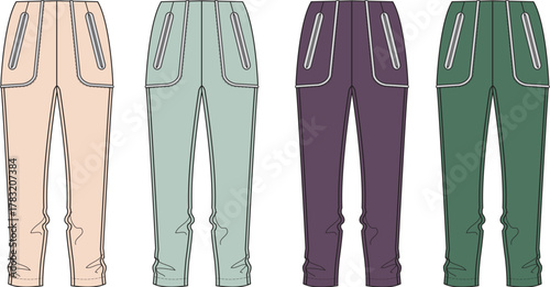 Fashion Illustration Diverse Pants Designs - A Collection of Stylish Trouser Styles for Women