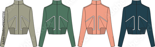 Trendy Cropped Jacket Vector Set Fashionable Apparel Design Elements