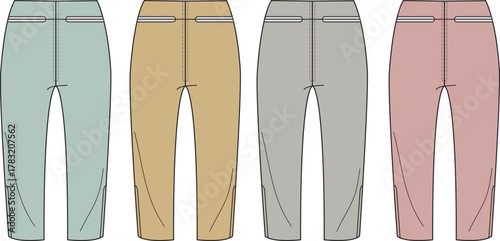 Four Pairs of Women's Cropped Pants in Different Colors