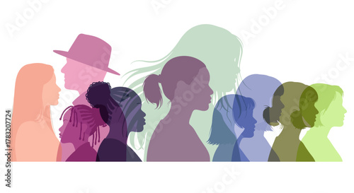 Diverse Women Silhouettes A Colorful and Inclusive Community Portrait