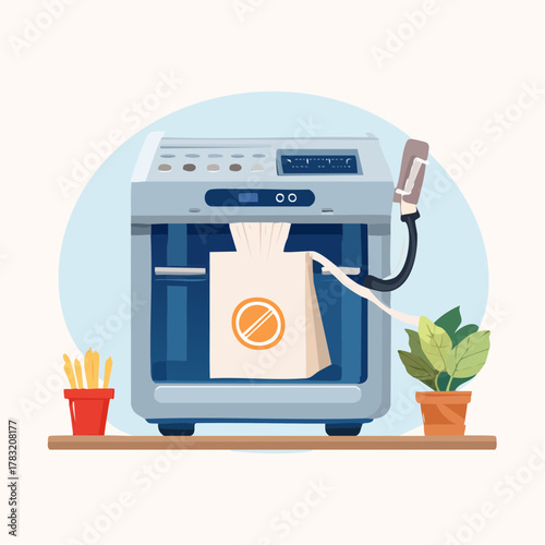 3D printer making a bag of fries