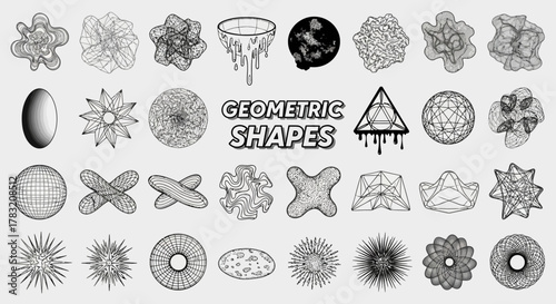 Geometric Shapes Collection A diverse set of wireframe shapes for creative design and visual projects