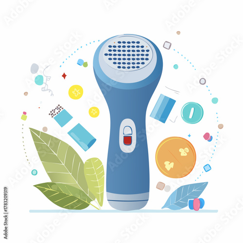 Blue callus remover and decorative elements