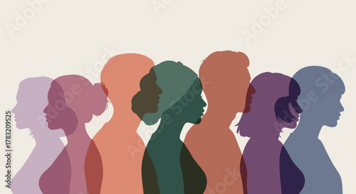 Diverse Silhouettes Celebrating Unity and Inclusion in a Harmonious Community, Representing People