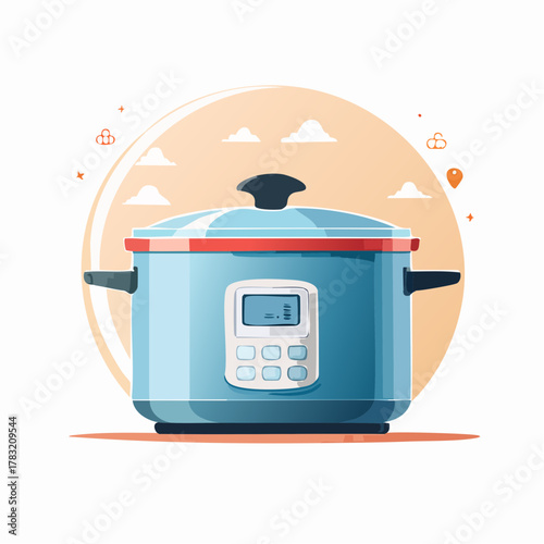 Blue multi cooker with digital display