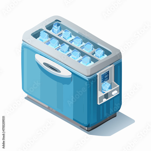 Blue portable ice maker with cubes