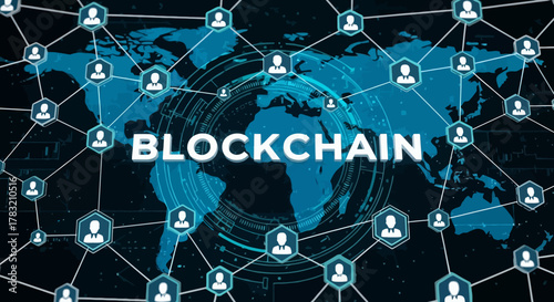 Global digital network technology connecting the world through blockchain innovation