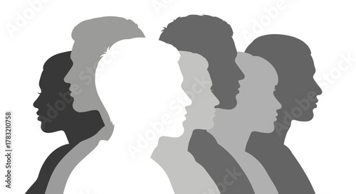 Diverse Silhouettes A Graphic Representation of Community, Unity, and Identity in Black and White