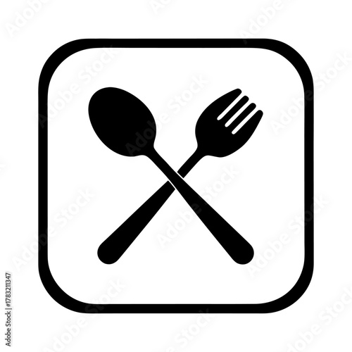 Simple Spoon and Fork Crossed Logo for Recipe App.