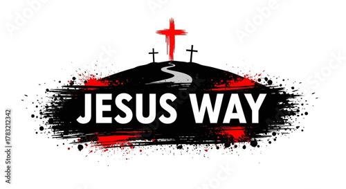 Jesus Way Cross on Calvary Path to Salvation Illustration