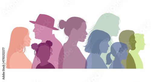 Diversity Silhouettes A Colorful Representation of Different People, Ages and Ethnicities