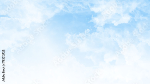 clear blue sky with a few clouds. The sky is very bright and the clouds are scattered throughout. Vector illustration.
