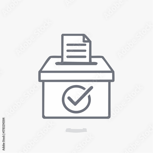 Vote box with checkmark conveys democratic election process, civic duty, and election participation, originally a scalable vector graphic design