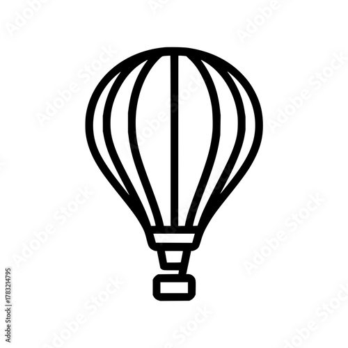 Hot air balloon outline vector drawing for travel adventure and sky transportation themed design projects