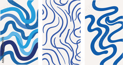 Blue Abstract Wavy Line Pattern Background