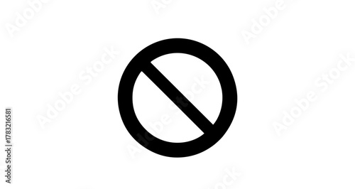 Universal black prohibition symbol indicating restriction, stop, or denial of access, ideal for warning signs, security alerts, and forbidden actions across various platforms and designs
