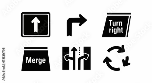 Traffic Sign Icons Directional Road Signs for Navigation and Guidance