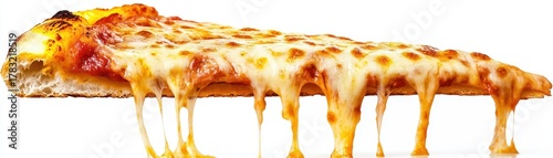 Delicious pizza slice with melting cheese and savory toppings.