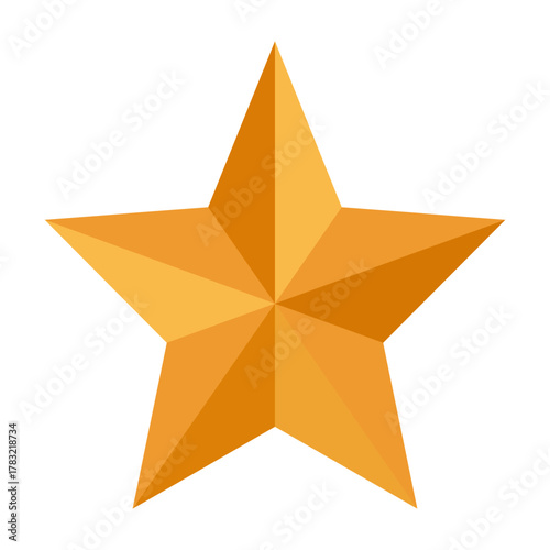 flat vector illustration of a golden five-pointed star with a faceted design