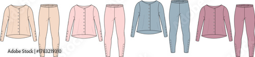 Collection of pastel colored loungewear sets including cardigans and pants for women