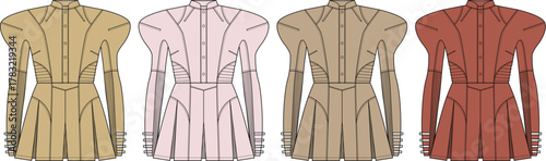 Elegant Dress Designs A Collection of Fashionable Outfits in Multiple Color Variations